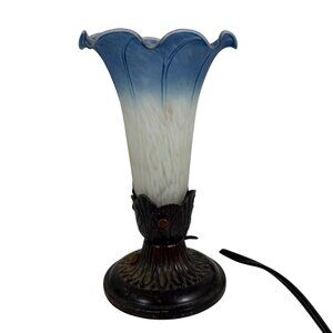 Blue Single Lily Tulip Gone With The Wind Frosted Lamp Desk Lamp 8.25" FLAW